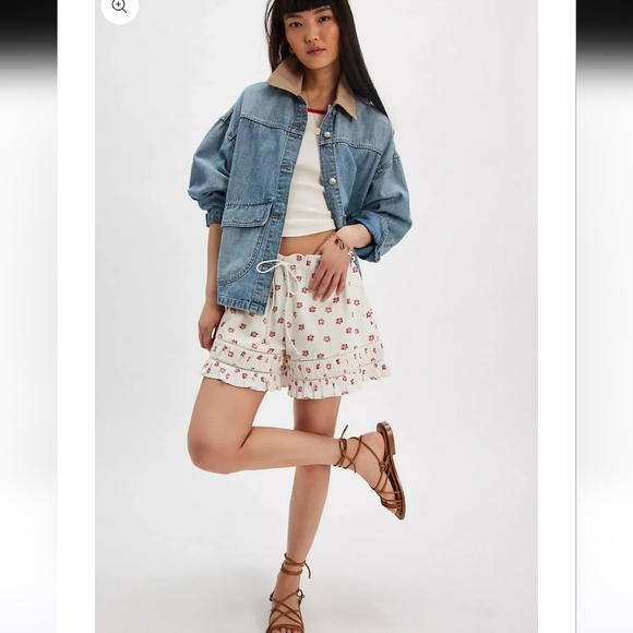 Free People Pants - Free People Cambridge Printed Pull-On Ruffle Floral Shorts Womens Small New